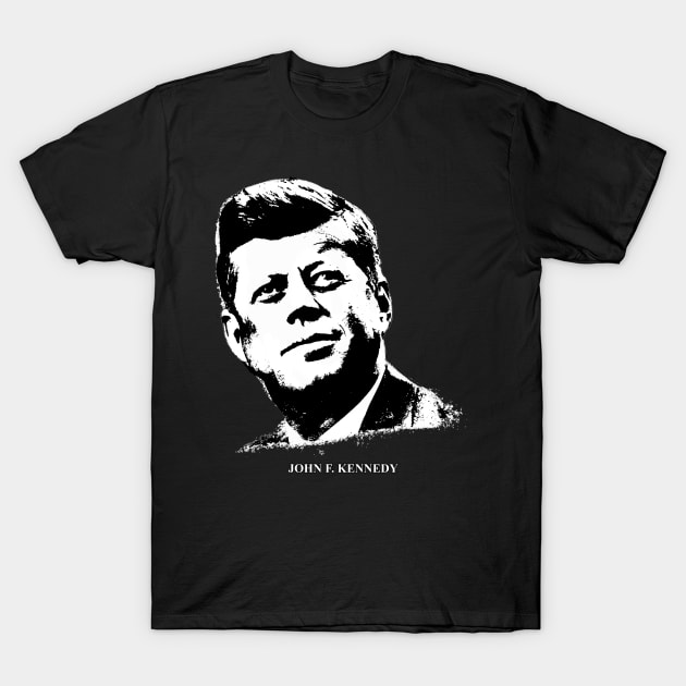 John F. Kennedy Portrait Pop Art Black T-Shirt by phatvo